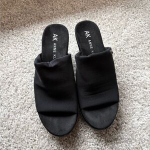 Anne Klein Black Fabric Mules
